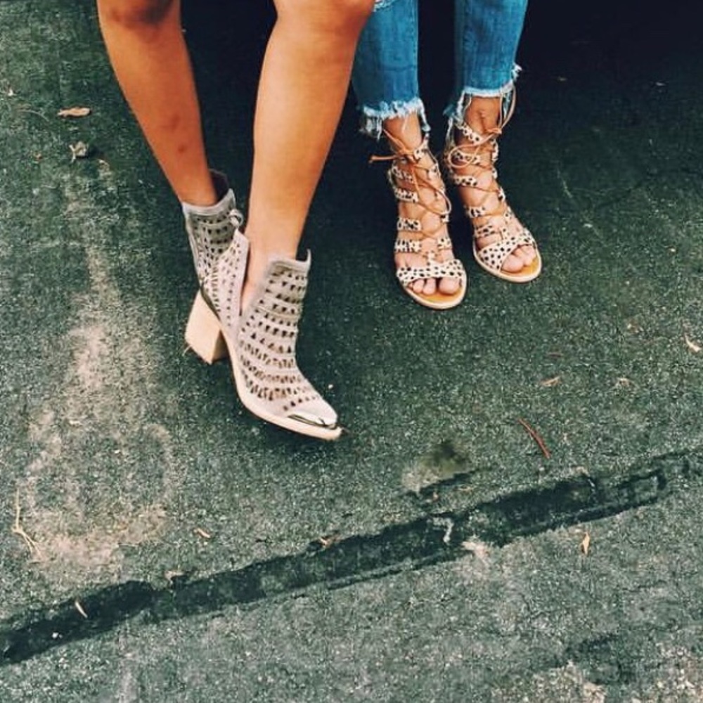 Jeffery Campbell taupe cut out booties